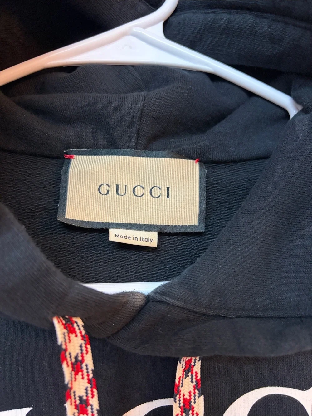 Gucci Black Crewneck Hoodie with Neon Logo Graphic